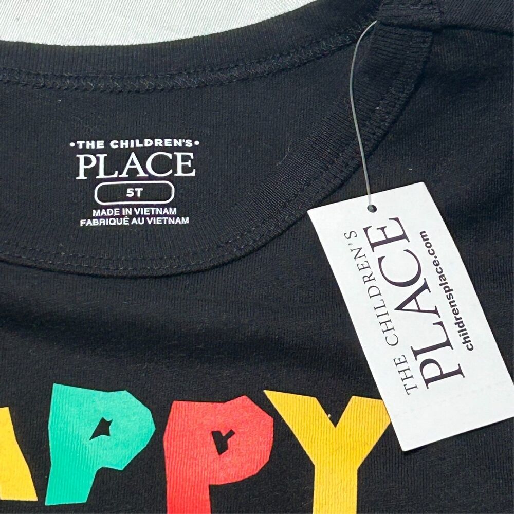 Children's Place Graphic Tee "Happy Kwanzaa" Long Sleeve Shirt Black Unisex 5T - Picture 10 of 11